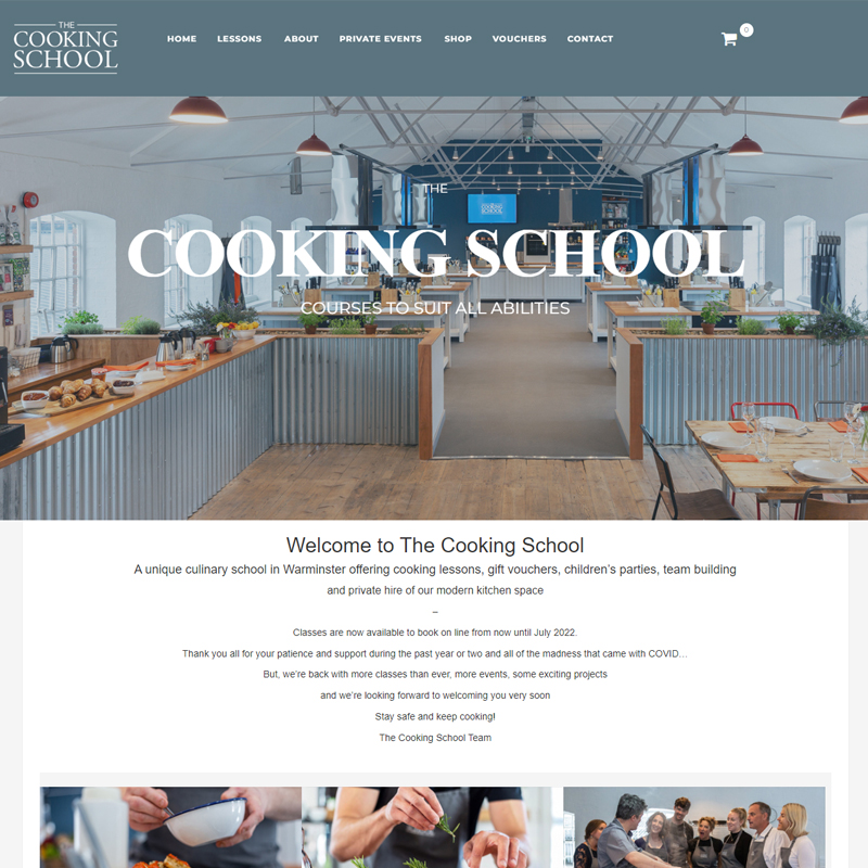 Web Design Work Portfolio, Web Design Agency Bath, London, The Cooking School website
