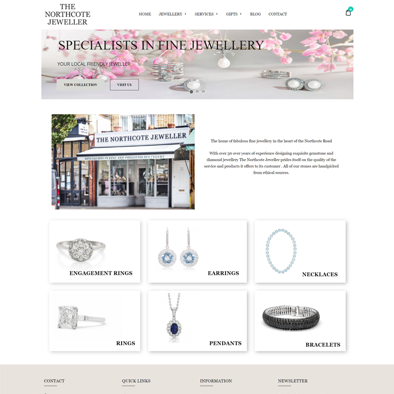 Web Design Work Portfolio, Web Design Agency Bath, London, The Northcote Jeweller Plc website