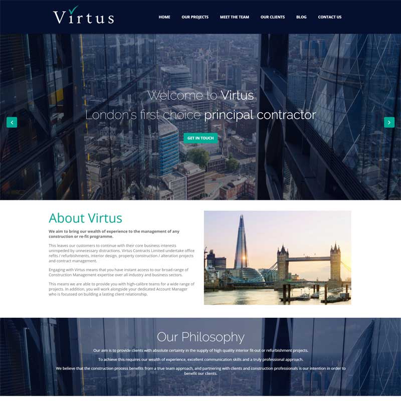 Web Design Work Portfolio, Web Design Agency Aldershot, Virtus Contracts website
